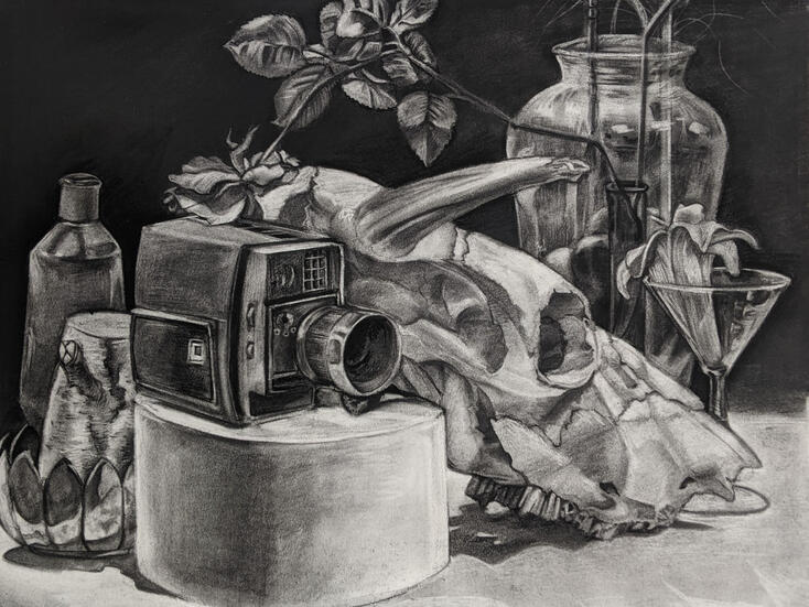 spaghetti western (2022) charcoal on paper