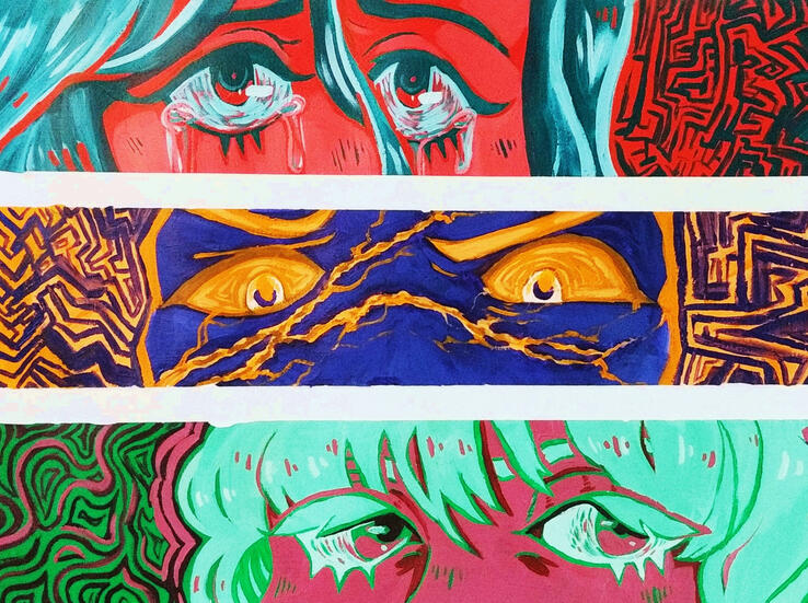 osmosis jones gets cucked(2021) acrylic on paper