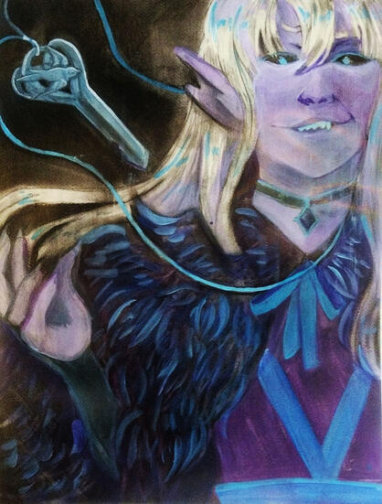 birdkeeper (2021) charcoal, watercolor, acrylic on paper